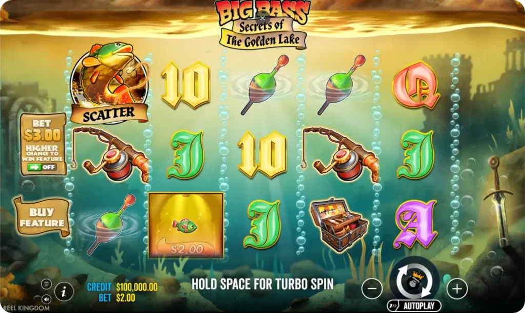 Home screen Big Bass secrets of the Golden Lake demo