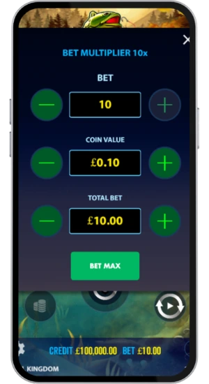 Bet size menu